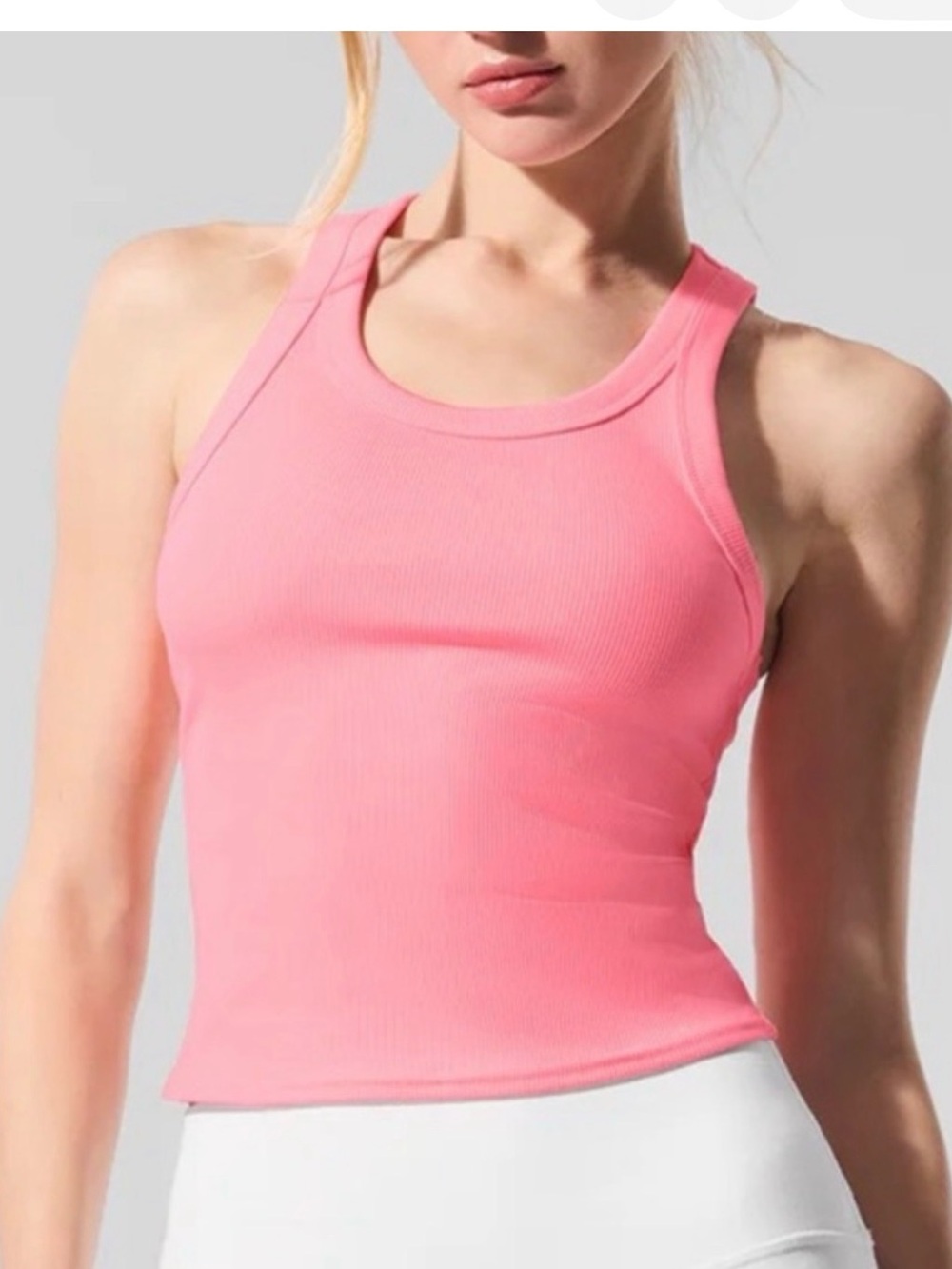 ALO Yoga Goddess Ribbed Go To tank-Neon Bubblegum Medium